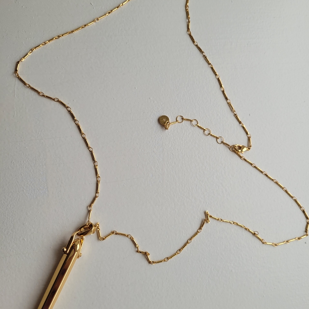 Gold Plated Bar Pendant Necklace - Women Jewelry